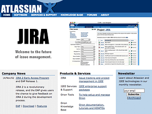 Atlassian’s home page 21st April 2003